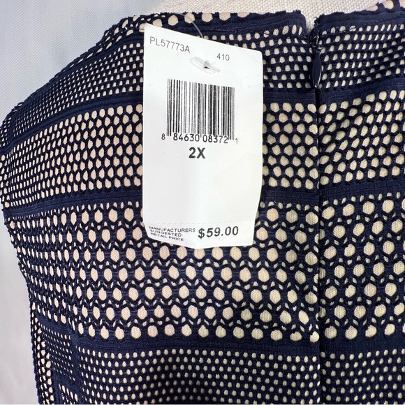 Monteau Blue Overlay Tan Lining Sleeveless Fit & Flare Dress Plus Size XXL - Picture 8 of 11